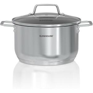 SUNHOUSE – 3.1 Quart Steamer Pots With Lid 2-Tier Multipurpose Stainless Steel Steaming Pot Cookware With Handle For Vegetable, Dumpling, Sauce, Food – Triple Bottom, Measurement Line(STOCK POT)