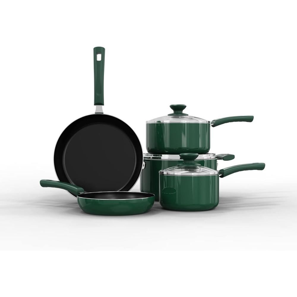 image:imageSUNHOUSE  Multifunction 8Pieces Nonstick Kitchen Cookware Sets with Warp Preventing Base  Pots and Pans Set PFOAfree Oven Safe to 350F  Cooking Set with PFASfree and Leadfree