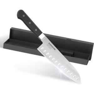 SUNHOUSE Santoku Knife 7 inch,AUS-8 Stainless Steel – Superior 59HRC Hardness, Full Tang, Ergonomic Handle, Perfect Gifts for Mom or Dad,Premium Gifts(7” Santoku Knife)