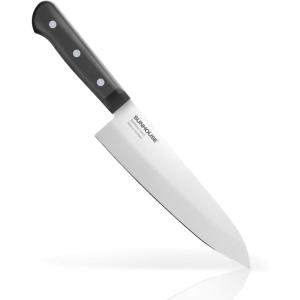 SUNHOUSE Santoku Knife 7 inch,AUS-8 Stainless Steel – Superior 59HRC Hardness, Full Tang, Ergonomic Handle, Perfect Gifts for Mom or Dad,Premium Gifts(7.5” Chef Knife (Basic))