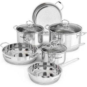Sauce Pan with Glass Lid, Kitchen Cookware (9 Pieces Cookware Set)