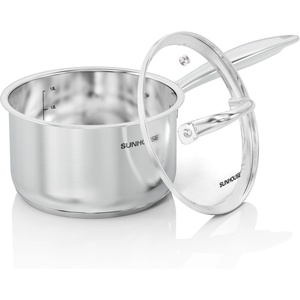 SUNHOUSE 1.5 QT Stainless Steel Saucepan with Lid, 3-Ply 18/10 Stainless Steel Cookwares, Small Kitchen Pots with Stay-Cool Handle, Dishwasher Safe, Oven Safe, Compatible with Induction, Ceramic, Gas(2 Quart)