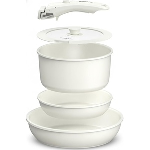 SUNHOUSE 5-Piece Ceramic Pot & Pan Set with Detachable Handle – Nonstick Cookware Set with Lid – PFOA, PFAS & PTFE-FREE, RV Cookware for camping, Dishwasher safe, Oven Safe